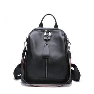 Black Leather Backpack Medium Size